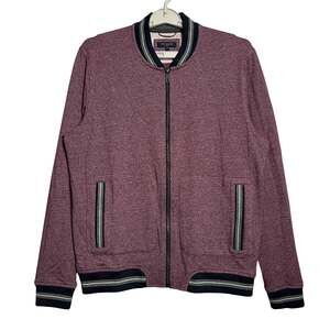 Ted Baker Envisa Bomber Track Jacket SIZE 4 LARGE RUNS SMALL Plum Striped